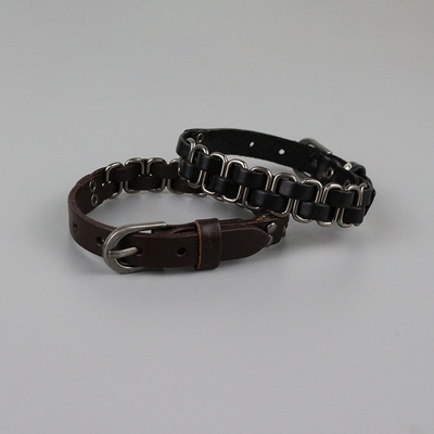 Grunge punk leather bracelet