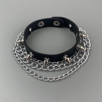Vintage goth chains rivet bracelet - Thumbnail 1