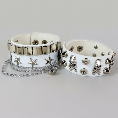 Punk goth rivet stars chain bracelet