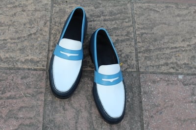 Crafted Leather Men Classic Tri Tone Color Leather Moccasin Loafers Dress Shoes