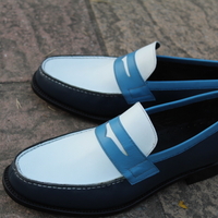 Crafted Leather Men Classic Tri Tone Color Leather Moccasin Loafers Dress Shoes - Thumbnail 2