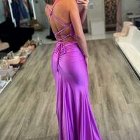 Mermaid V-Neck Jersey Prom Dress with Backless - Thumbnail 1
