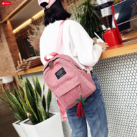 Corduroy Retro Women Backpack  - Thumbnail 4