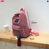 Corduroy Retro Women Backpack  - Thumbnail 7