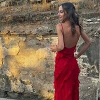 Spaghetti Straps Red Ruffle Long Party Wedding Guest Dress - Thumbnail 1