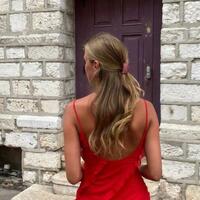 Spaghetti Straps Red Ruffle Long Party Wedding Guest Dress - Thumbnail 2