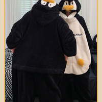 Soft Fleece Penguin Hoodie Onesie Couple Pajama - Thumbnail 4
