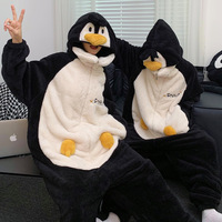 Soft Fleece Penguin Hoodie Onesie Couple Pajama - Thumbnail 2