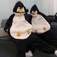 Soft Fleece Penguin Hoodie Onesie Couple Pajama - Thumbnail 3