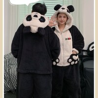 Soft Fleece Panda Hoodie Onesie Couple Pajama - Thumbnail 4