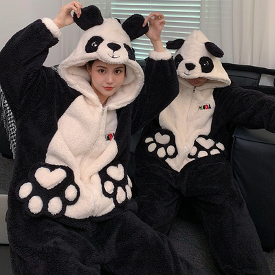 Soft Fleece Panda Hoodie Onesie Couple Pajama