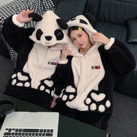 Soft Fleece Panda Hoodie Onesie Couple Pajama - Thumbnail 1