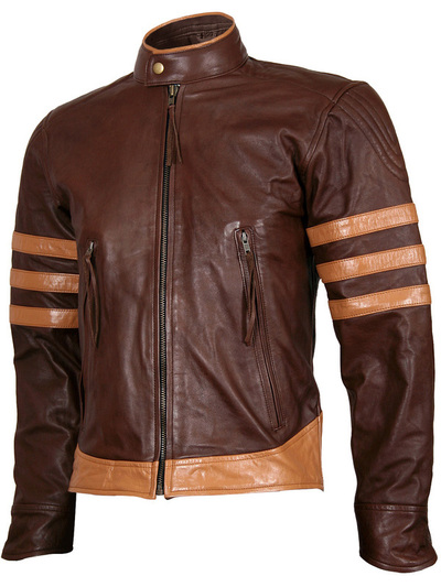 Wolverine Origins Biker Brown Vintage X-Men Leather Jacket
