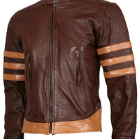 Wolverine Origins Biker Brown Vintage X-Men Leather Jacket - Thumbnail 1