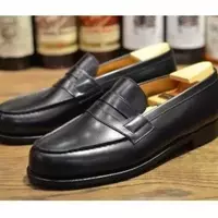Copy of Handmade Men Slip On Suede and Leather Formal Shoes, Loafer Navy Blue Moccasins - Thumbnail 1