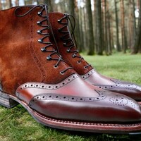 Working Boot Handmade Oxfords Multi Shading Brown Lace Up Dress Boot - Thumbnail 1