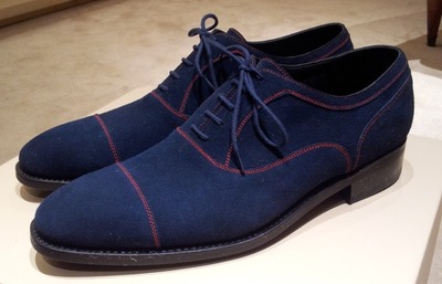 Luxury Men's Hand Stitch Navy Shoes,Genuine Suede Lace Up Formal Shoes