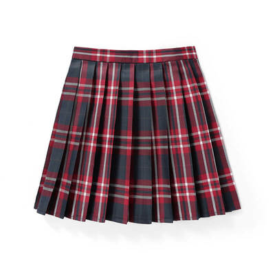 [Red] JK plaid pleated skirt 