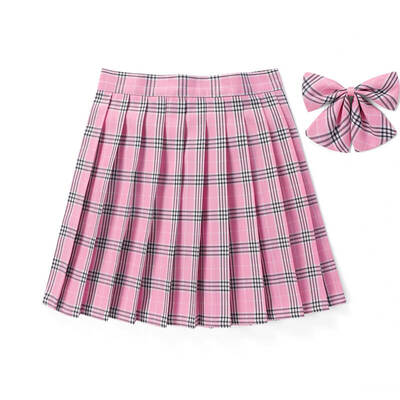 [Pink] JK plaid pleated skirt 