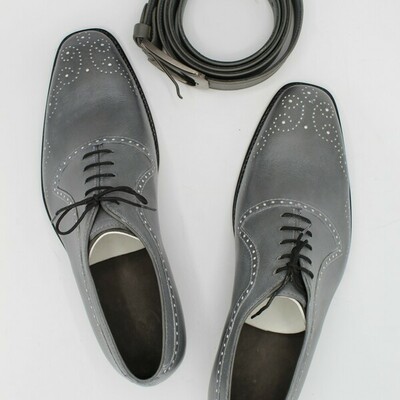 Gray calf leather luxury dress shoes