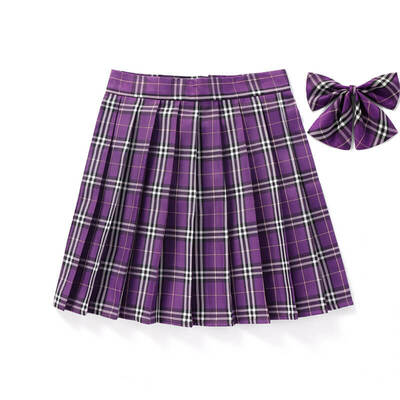 [purple] jk plaid pleated skirt 