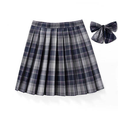 [Grey] JK plaid pleated skirt 