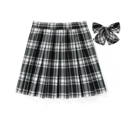 [black white] jk plaid pleated skirt 