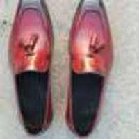 New Handmade Men's Red Tassel Loafers Shaded Moc Toe Pure Leather Party Shoes - Thumbnail 2