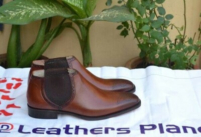 Crafted Leather Handmade Brown Chelsea Boot
