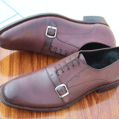Crafted leather classic brown monk strap and lace up dress shoes for men