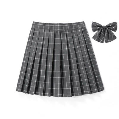 [grey] jk plaid pleated skirt 