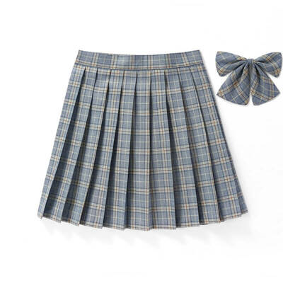 [Grey] JK plaid pleated skirt 