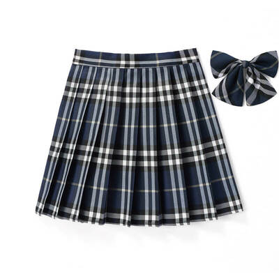 [blue] jk plaid pleated skirt 