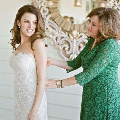 Green mother dresses simple lace wedding guest mother of the bride /groom formal dress