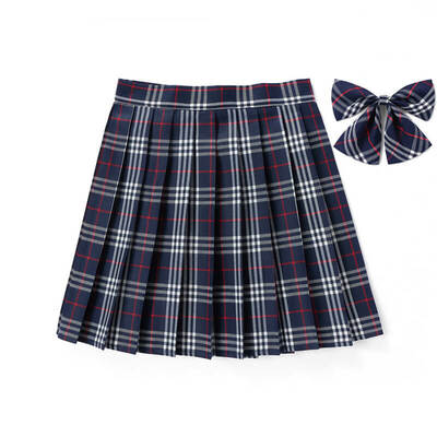 [Dark Blue] JK plaid pleated skirt 