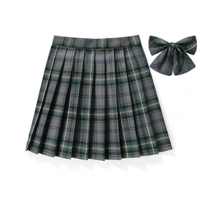 [Green Grey] JK plaid pleated skirt 