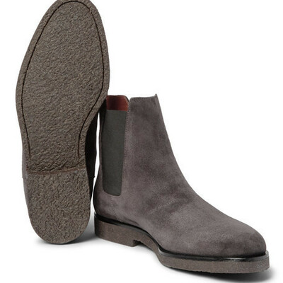 Handmade men dark gray color suede boot, men gray crepe sole boot, mens boot