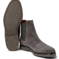 Handmade men dark gray color suede boot, Men gray crepe sole boot, Mens boot - Thumbnail 1