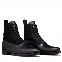Handmade mens black leather boot, Men ankle high lace up formal boot, Mens boot - Thumbnail 1