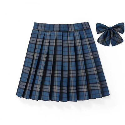 [blue] jk plaid pleated skirt 