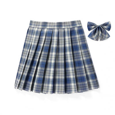 [Blue] JK plaid pleated skirt 