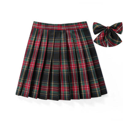 [red green] jk plaid pleated skirt 