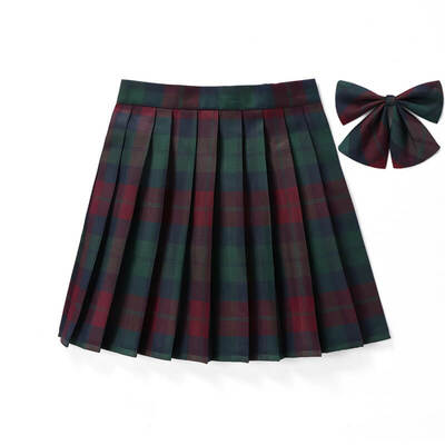 [red green] jk plaid pleated skirt 