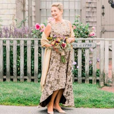 Champagne mother dresses simple lace wedding guest mother of the bride /groom formal dress