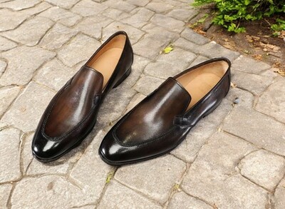 New Handmade Brown Genuine Leather Moccasin Office Wear Shoes
