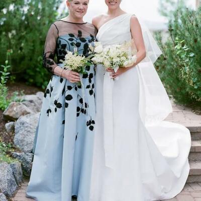 Sky blue mother dresses simple lace appliques wedding guest mother of the bride /groom formal dress
