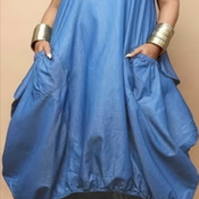 Blue jean elastic hem dress