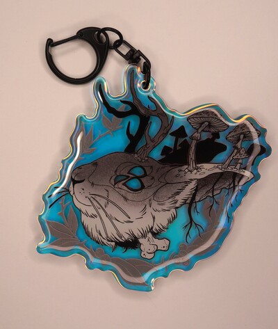 Iridescent Jackalope Keychain 