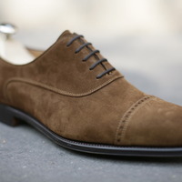 Partywear Handmade Camel Suede Lace Up Formal Shoes For Gentlemens - Thumbnail 1