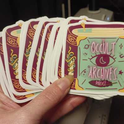 Old school magik book occult archives logo sticker